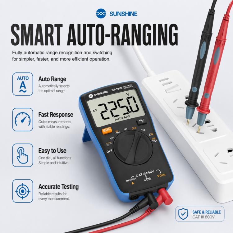SUNSHINE DT-101N Pocket-Style Auto-Range Smart Precision Multimeter