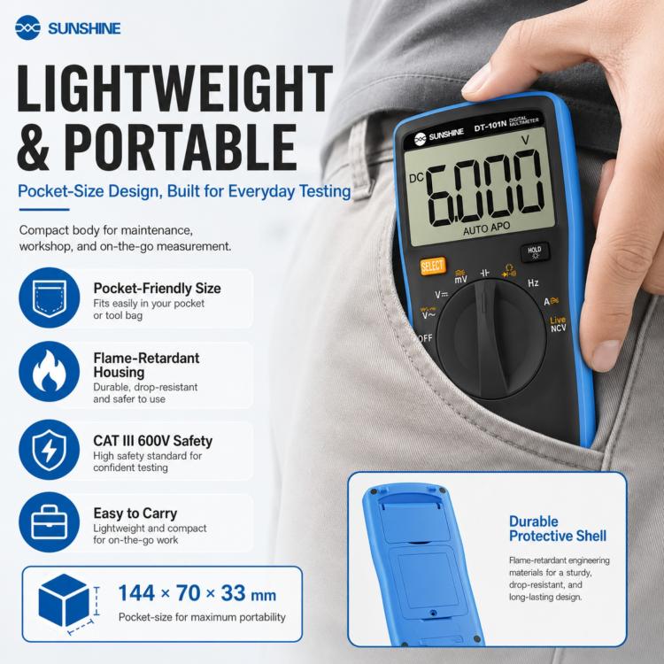 SUNSHINE DT-101N Pocket-Style Auto-Range Smart Precision Multimeter