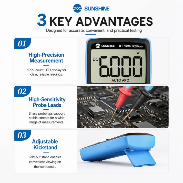 SUNSHINE DT-101N Pocket-Style Auto-Range Smart Precision Multimeter