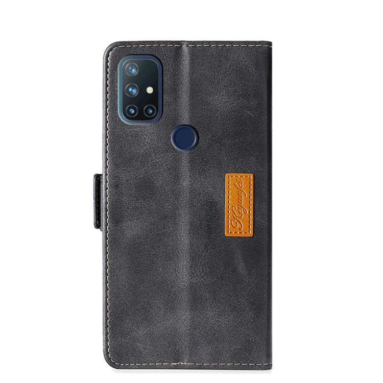 For OnePlus Nord N10 5G Retro Texture Contrast Color Side Buckle Horizontal Flip Leather Case with Holder & Card Slots & Wallet