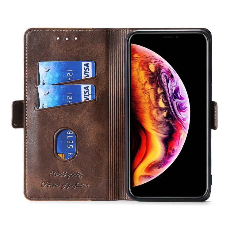 For OnePlus Nord N100 Retro Texture Contrast Color Side Buckle Horizontal Flip Leather Case with Holder & Card Slots & Wallet
