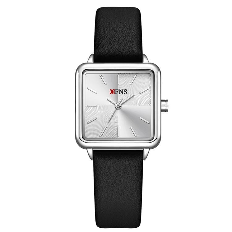 SANDA 1316 Ladies 3ATM Waterproof Alloy Case Quartz Watch, Strap:Leather-Black