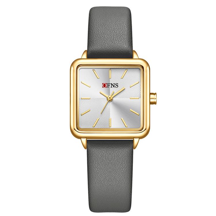SANDA 1316 Ladies 3ATM Waterproof Alloy Case Quartz Watch, Strap:Leather-Grey