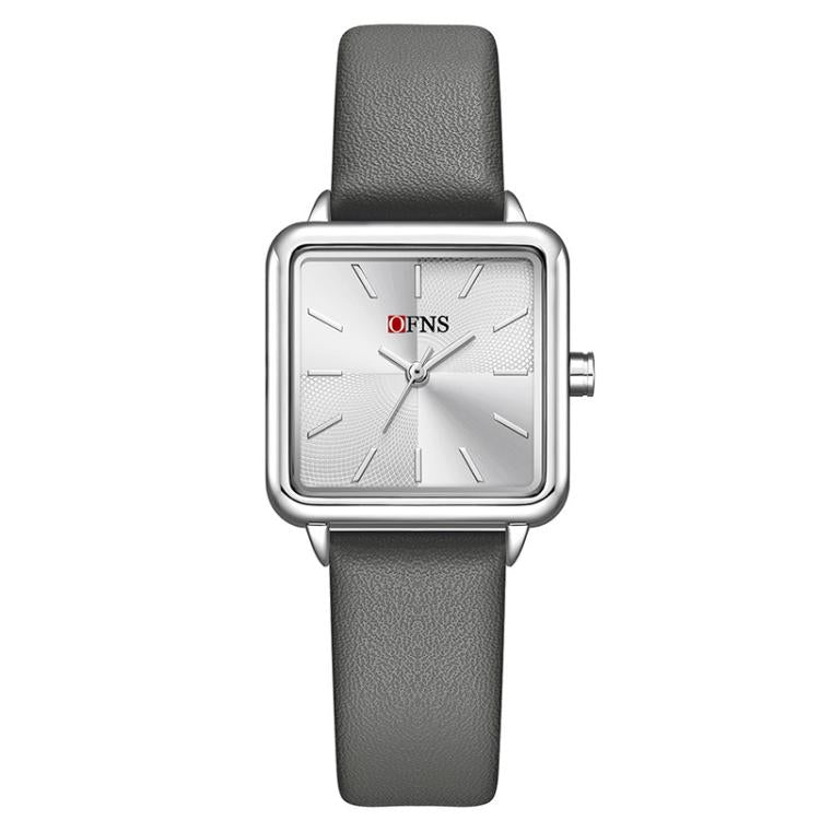 SANDA 1316 Ladies 3ATM Waterproof Alloy Case Quartz Watch, Strap:Leather-Grey