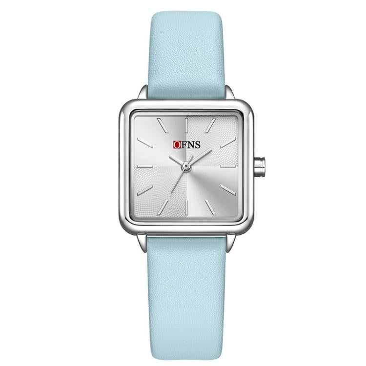 SANDA 1316 Ladies 3ATM Waterproof Alloy Case Quartz Watch, Strap:Leather-Blue