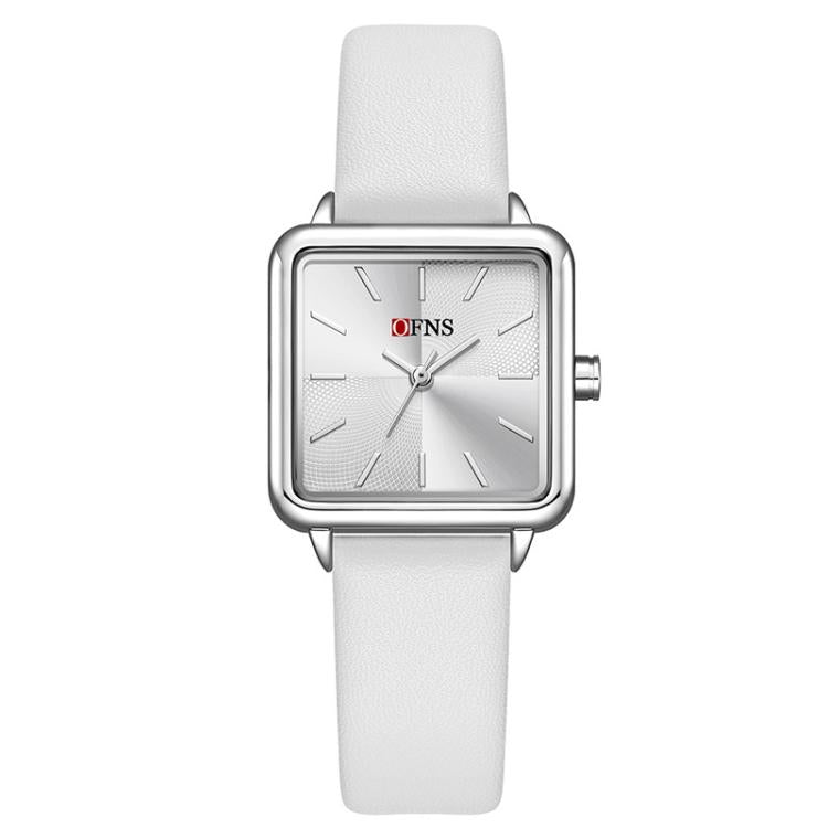 SANDA 1316 Ladies 3ATM Waterproof Alloy Case Quartz Watch, Strap:Leather-White