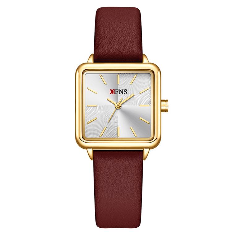 SANDA 1316 Ladies 3ATM Waterproof Alloy Case Quartz Watch, Strap:Leather-Red