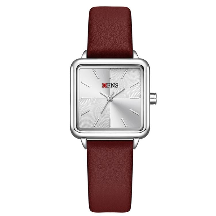 SANDA 1316 Ladies 3ATM Waterproof Alloy Case Quartz Watch, Strap:Leather-Red