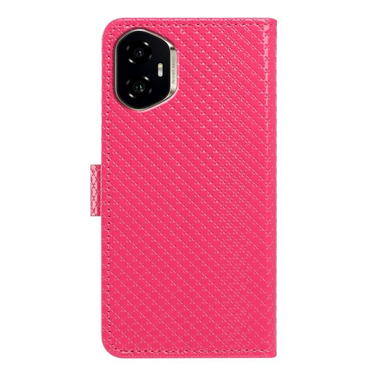 For Honor 300 5G Mirrored Buckle Vegan Leather Phone Case with Small Black Cord