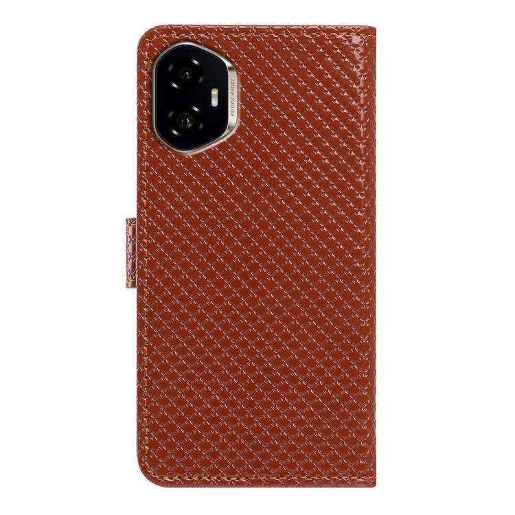 For Honor 300 5G Mirrored Buckle Vegan Leather Phone Case with Small Black Cord