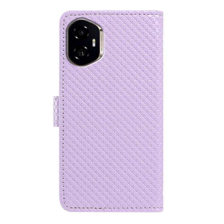 For Honor 300 5G Mirrored Buckle Vegan Leather Phone Case with Small Black Cord