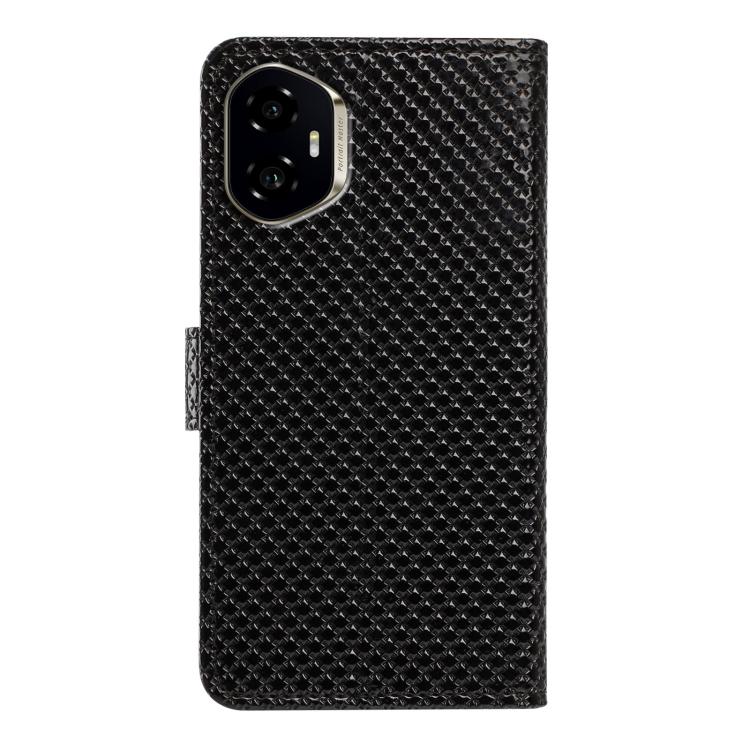 For Honor 300 5G Mirrored Buckle Vegan Leather Phone Case with Small Black Cord