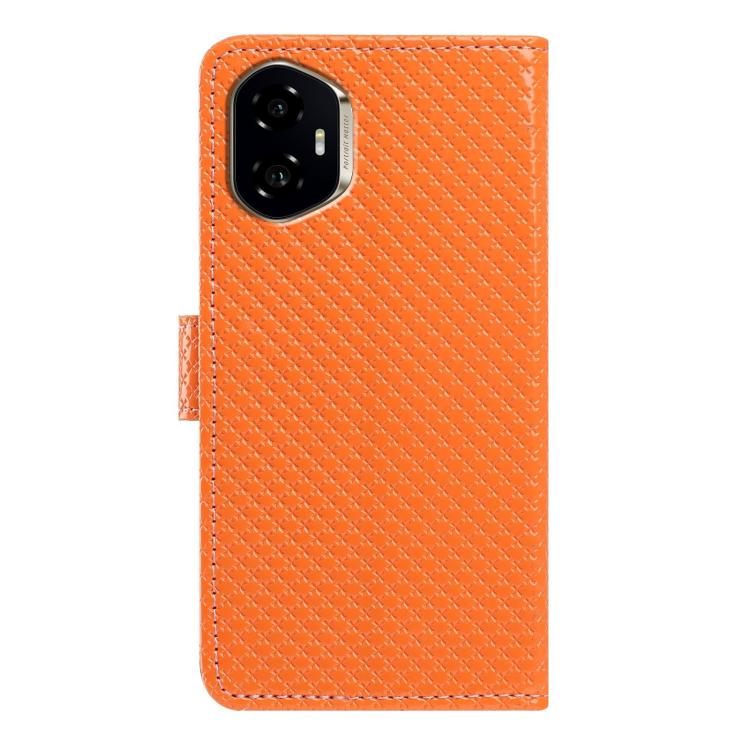 For Honor 300 5G Mirrored Buckle Vegan Leather Phone Case with Small Black Cord