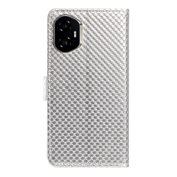 For Honor 300 5G Mirrored Buckle Vegan Leather Phone Case with Small Black Cord