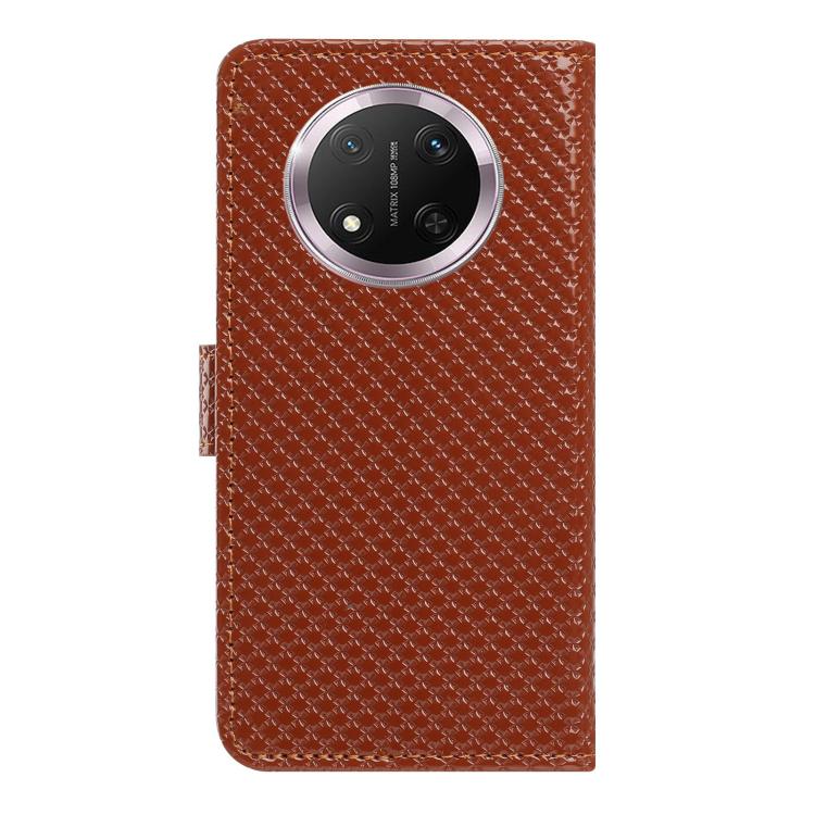 For Honor X9c Mirrored Buckle Vegan Leather Phone Case with Small Black Cord