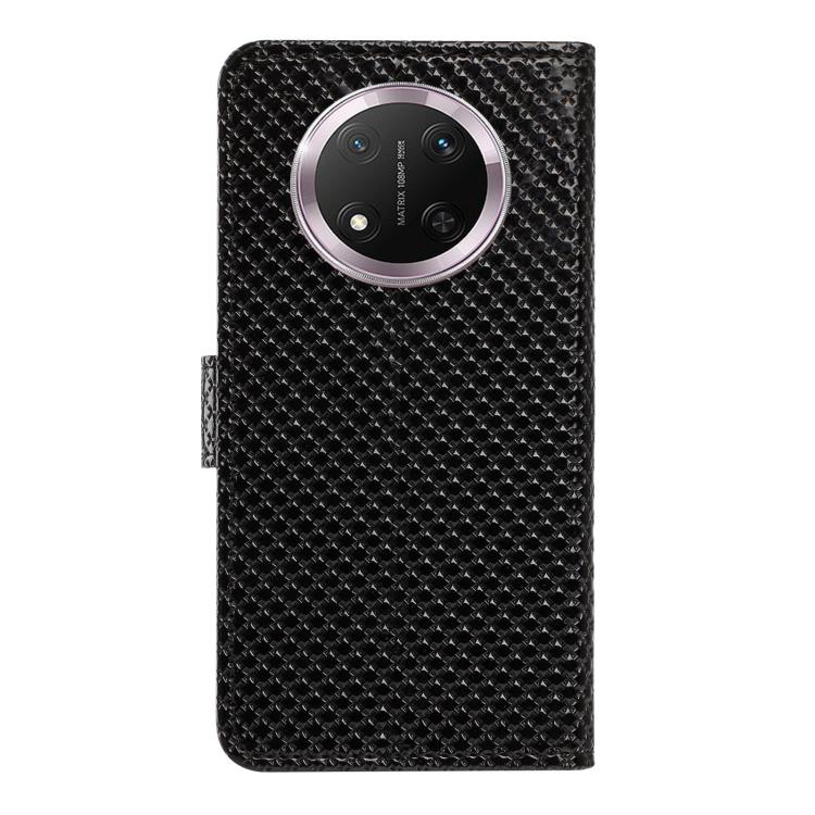 For Honor X9c Mirrored Buckle Vegan Leather Phone Case with Small Black Cord