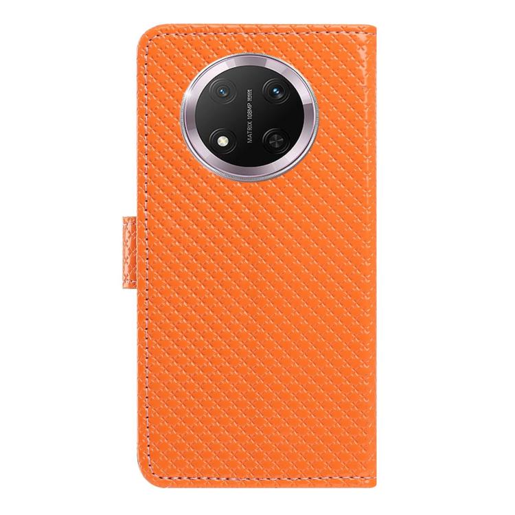 For Honor X9c Mirrored Buckle Vegan Leather Phone Case with Small Black Cord