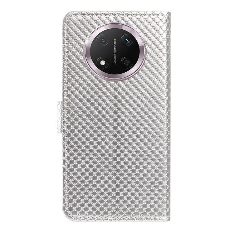For Honor X9c Mirrored Buckle Vegan Leather Phone Case with Small Black Cord