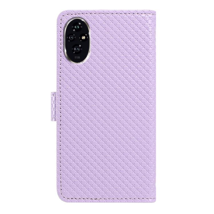For Honor 200 5G Mirrored Buckle Vegan Leather Phone Case with Small Black Cord