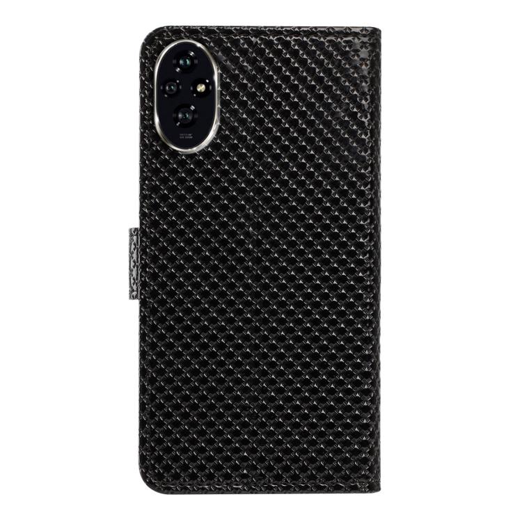 For Honor 200 5G Mirrored Buckle Vegan Leather Phone Case with Small Black Cord