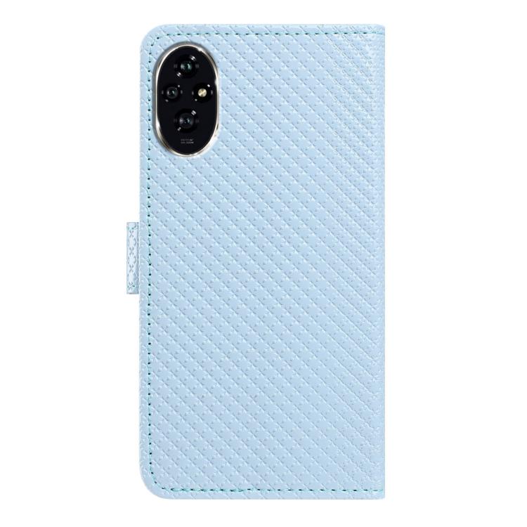 For Honor 200 5G Mirrored Buckle Vegan Leather Phone Case with Small Black Cord