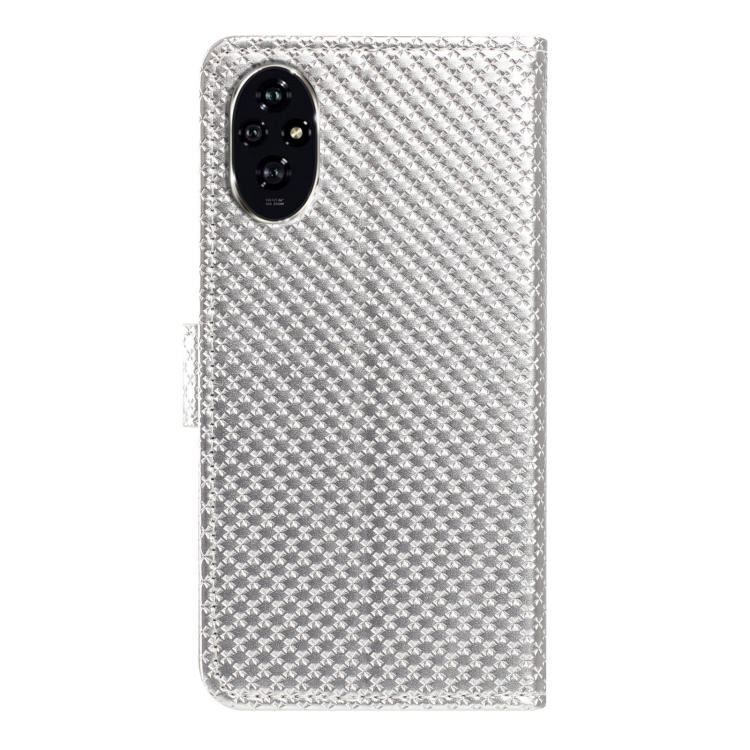 For Honor 200 5G Mirrored Buckle Vegan Leather Phone Case with Small Black Cord