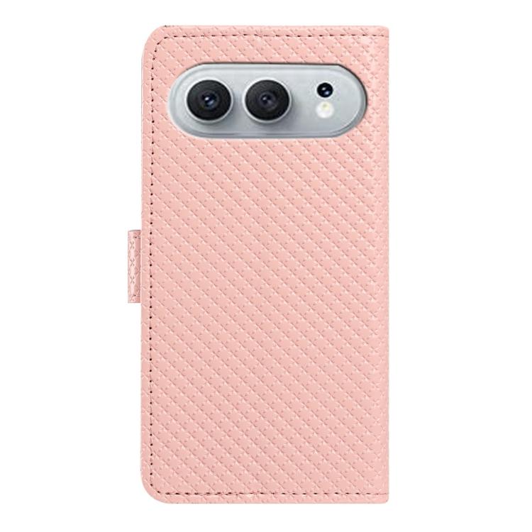 For Honor 600 Global Mirrored Buckle Vegan Leather Phone Case with Small Black Cord
