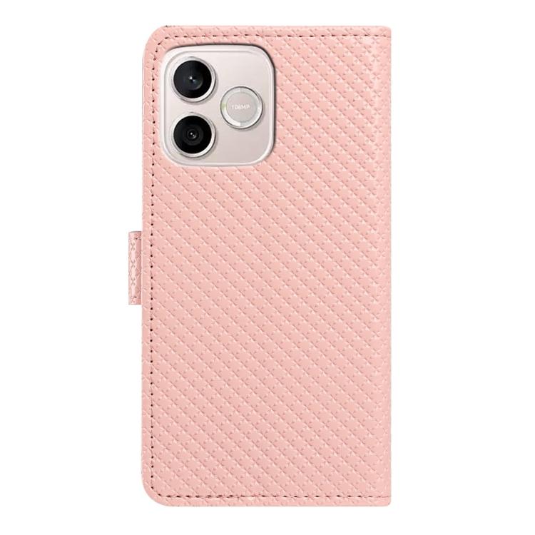 For Honor 600 Lite Global Mirrored Buckle Vegan Leather Phone Case with Small Black Cord
