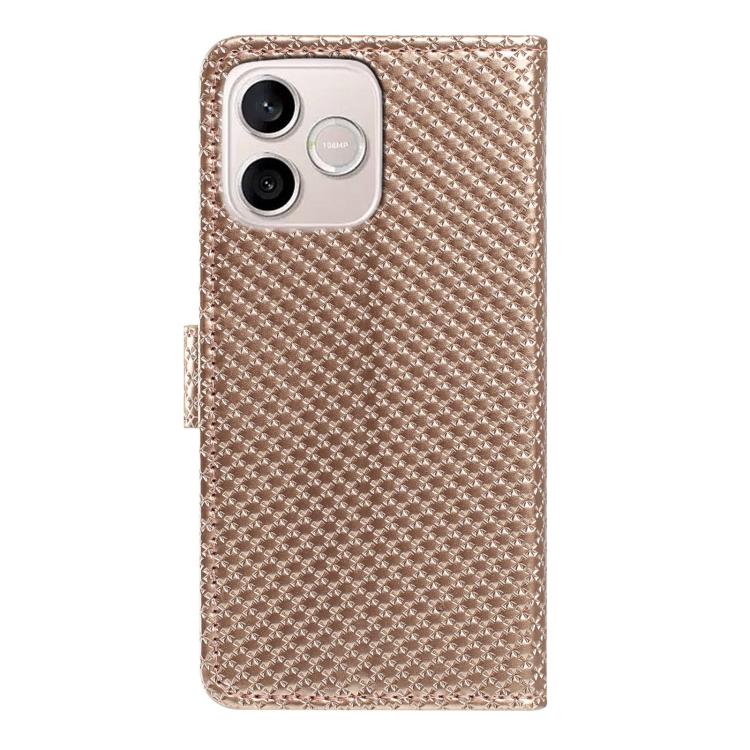 For Honor 600 Lite Global Mirrored Buckle Vegan Leather Phone Case with Small Black Cord