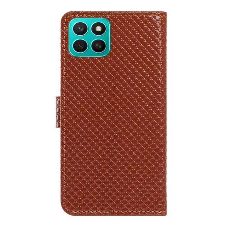 For Honor X8c 4G Mirrored Buckle Vegan Leather Phone Case with Small Black Cord