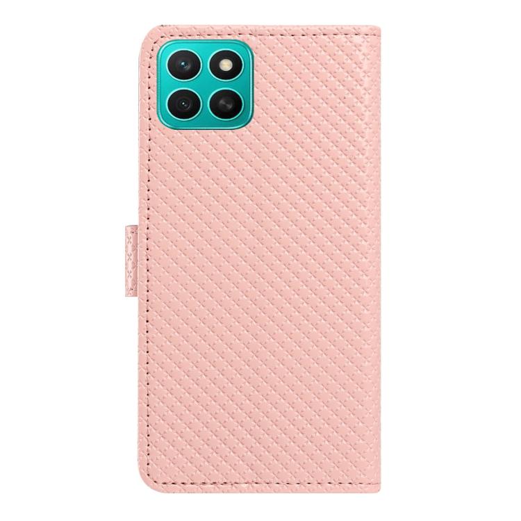 For Honor X8c 4G Mirrored Buckle Vegan Leather Phone Case with Small Black Cord