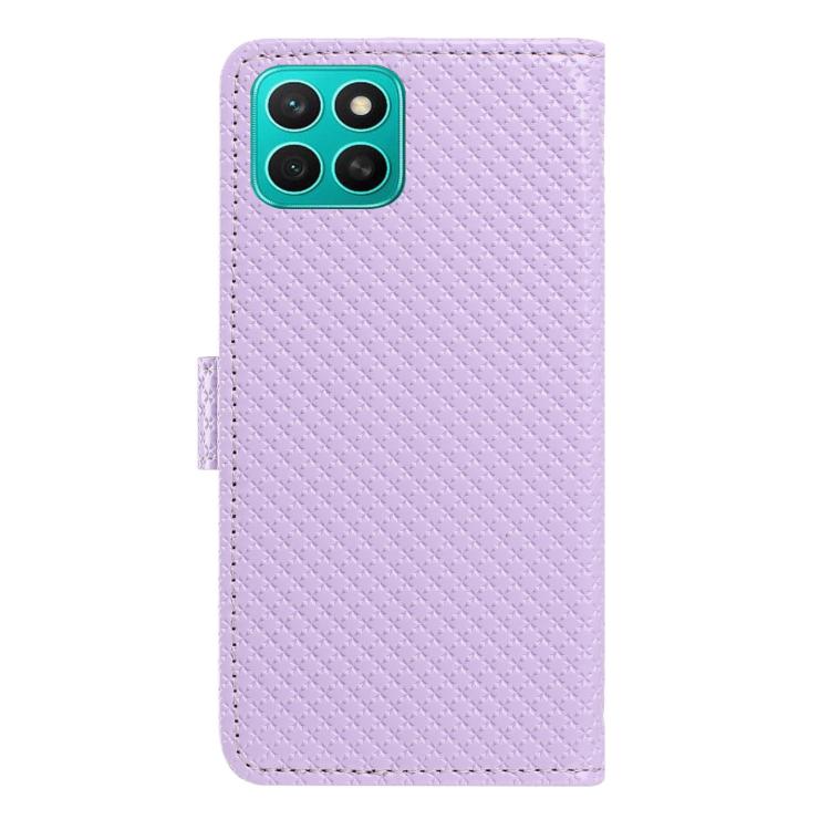 For Honor X8c 4G Mirrored Buckle Vegan Leather Phone Case with Small Black Cord
