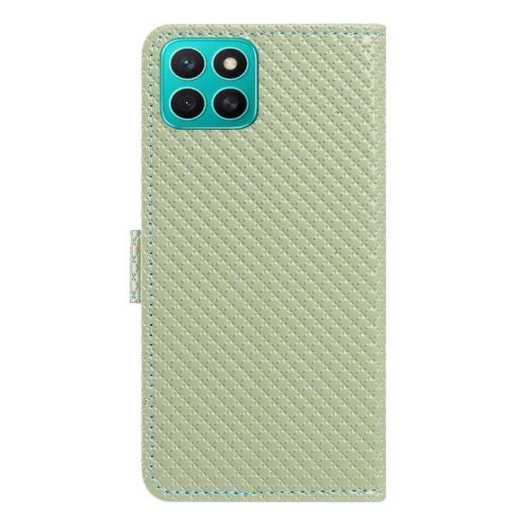 For Honor X8c 4G Mirrored Buckle Vegan Leather Phone Case with Small Black Cord