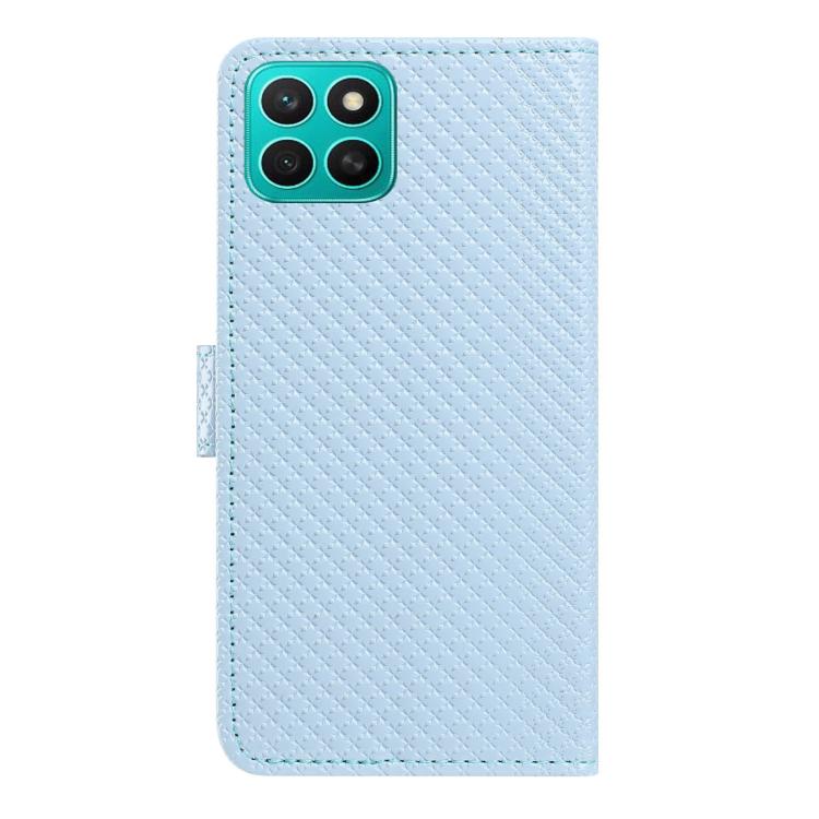 For Honor X8c 4G Mirrored Buckle Vegan Leather Phone Case with Small Black Cord