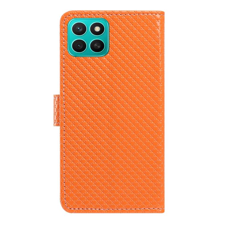 For Honor X8c 4G Mirrored Buckle Vegan Leather Phone Case with Small Black Cord