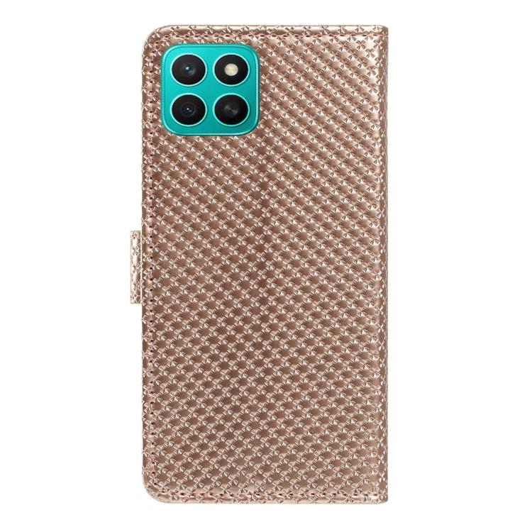 For Honor X8c 4G Mirrored Buckle Vegan Leather Phone Case with Small Black Cord