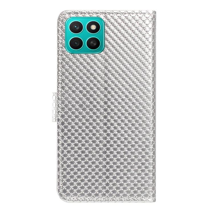 For Honor X8c 4G Mirrored Buckle Vegan Leather Phone Case with Small Black Cord