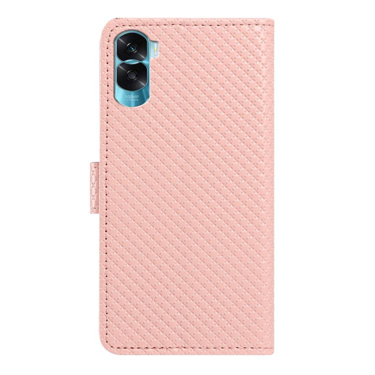 For Honor 90 Lite 5G / X50i Mirrored Buckle Vegan Leather Phone Case with Small Black Cord