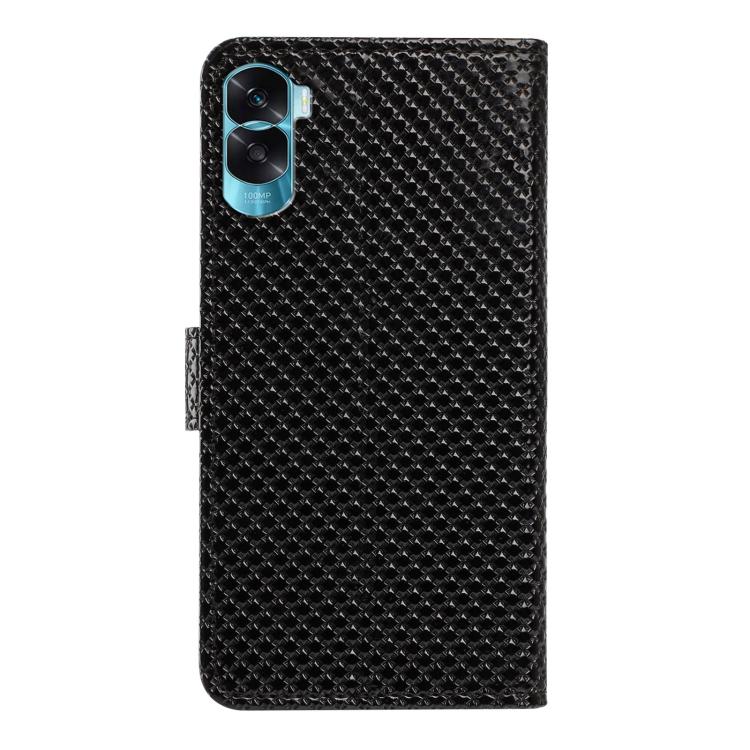 For Honor 90 Lite 5G / X50i Mirrored Buckle Vegan Leather Phone Case with Small Black Cord
