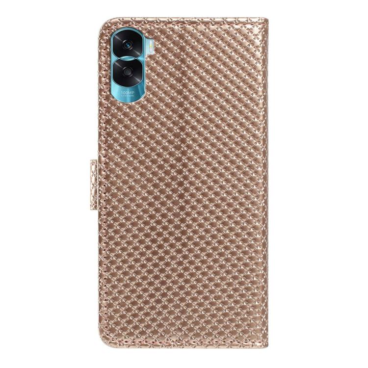 For Honor 90 Lite 5G / X50i Mirrored Buckle Vegan Leather Phone Case with Small Black Cord
