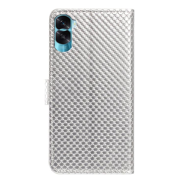 For Honor 90 Lite 5G / X50i Mirrored Buckle Vegan Leather Phone Case with Small Black Cord