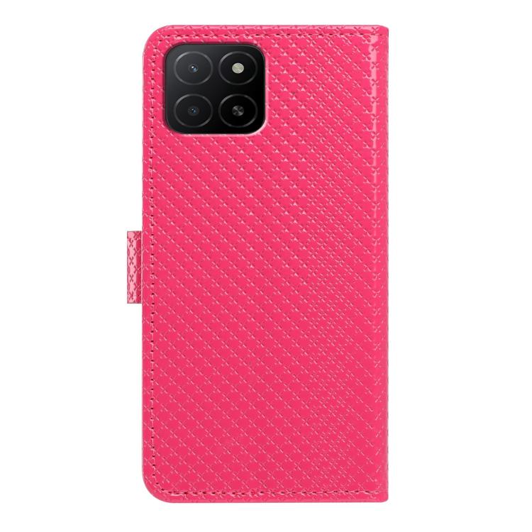 For Honor X5b / X5b Plus 4G Global Mirrored Buckle Vegan Leather Phone Case with Small Black Cord