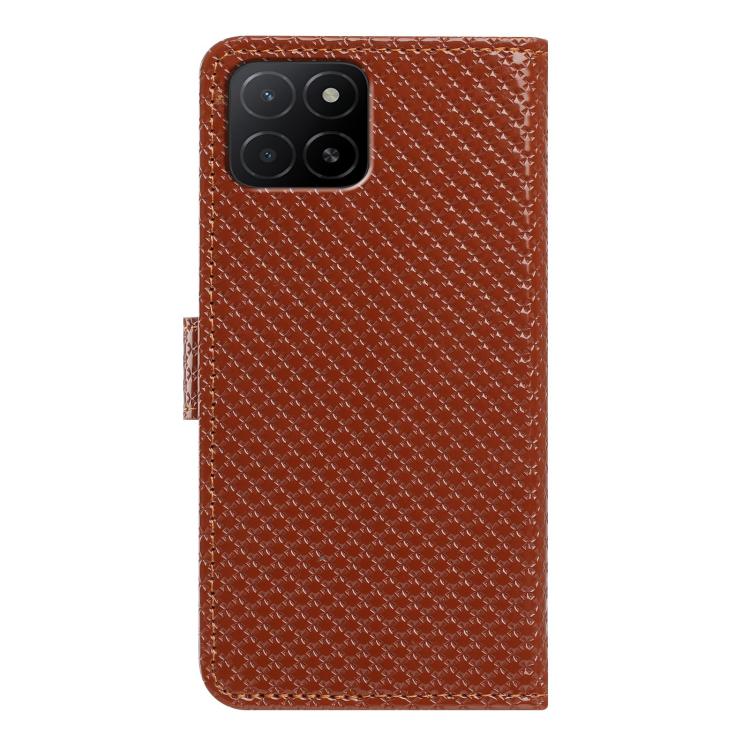 For Honor X5b / X5b Plus 4G Global Mirrored Buckle Vegan Leather Phone Case with Small Black Cord