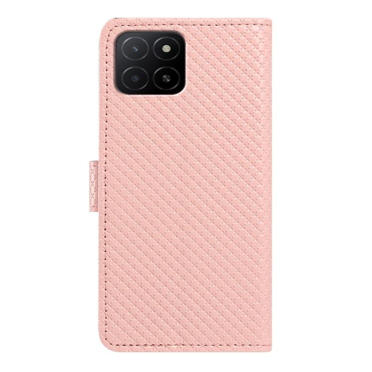 For Honor X5b / X5b Plus 4G Global Mirrored Buckle Vegan Leather Phone Case with Small Black Cord