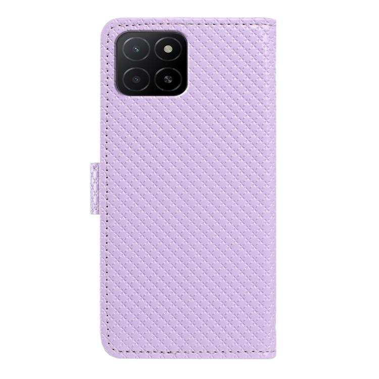 For Honor X5b / X5b Plus 4G Global Mirrored Buckle Vegan Leather Phone Case with Small Black Cord