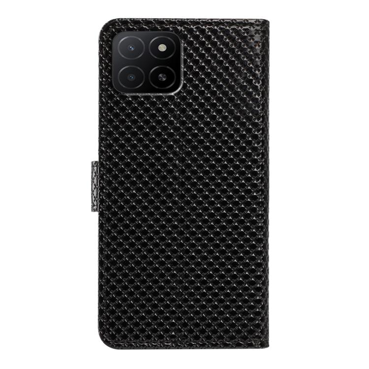 For Honor X5b / X5b Plus 4G Global Mirrored Buckle Vegan Leather Phone Case with Small Black Cord