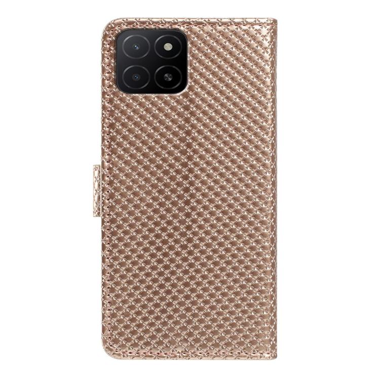 For Honor X5b / X5b Plus 4G Global Mirrored Buckle Vegan Leather Phone Case with Small Black Cord