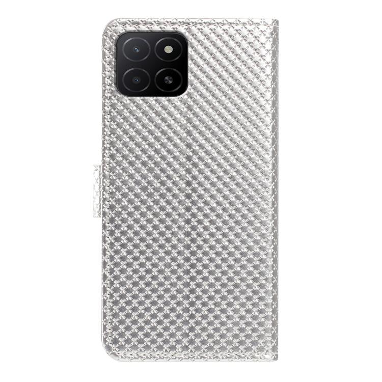 For Honor X5b / X5b Plus 4G Global Mirrored Buckle Vegan Leather Phone Case with Small Black Cord