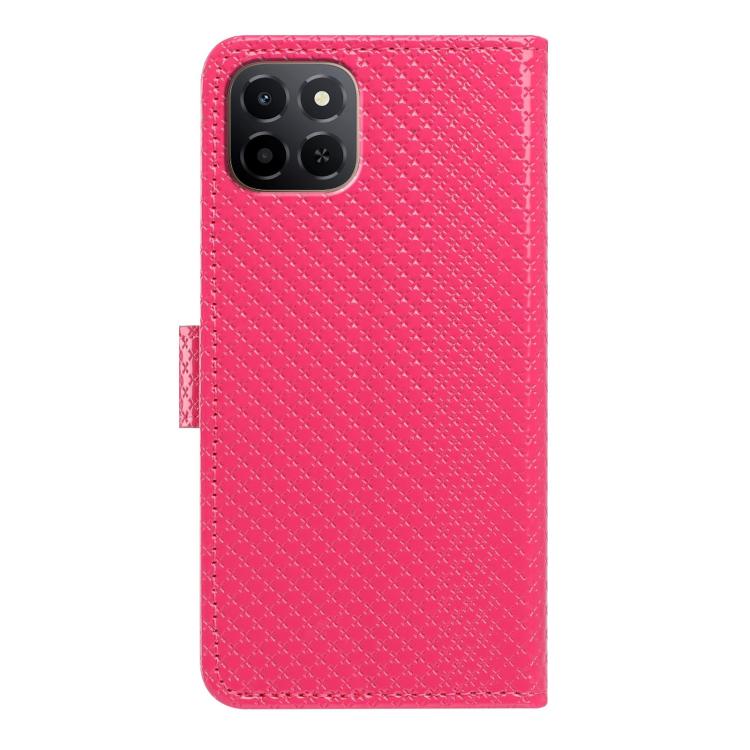 For Honor X6c 4G Mirrored Buckle Vegan Leather Phone Case with Small Black Cord