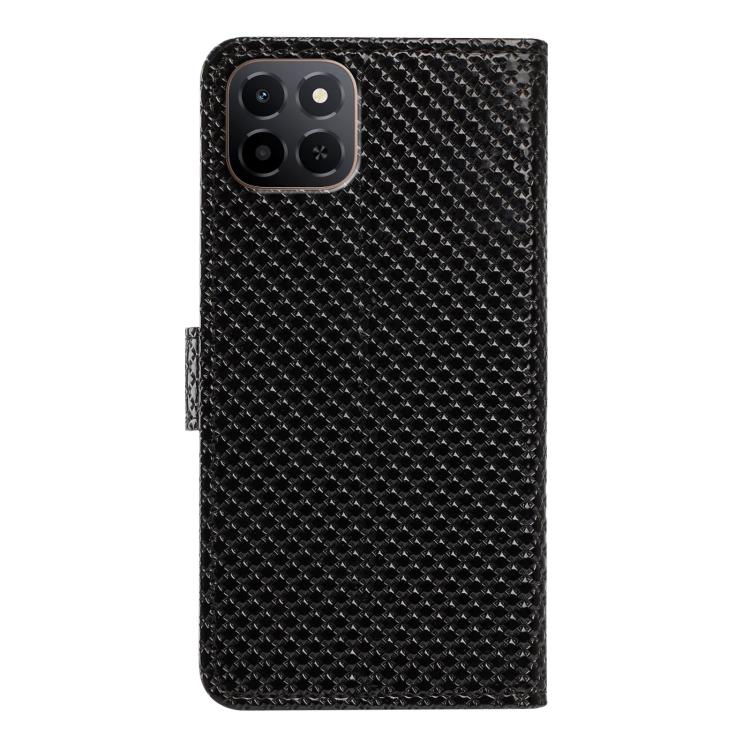 For Honor X6c 4G Mirrored Buckle Vegan Leather Phone Case with Small Black Cord